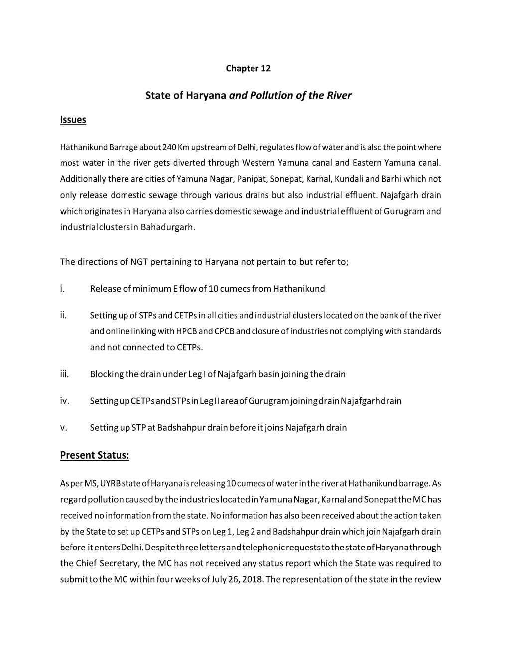 State of Haryana & Pollution of the River