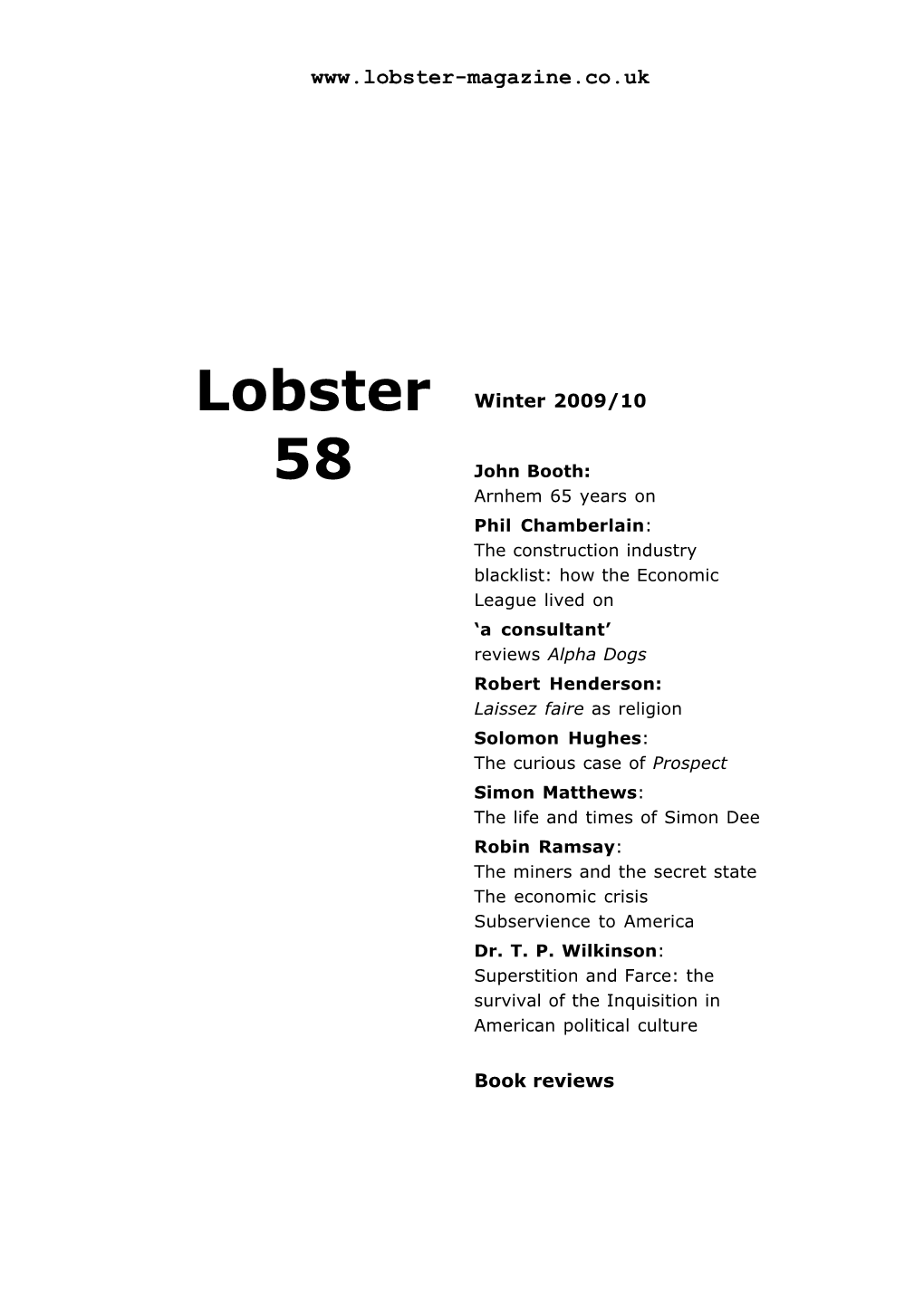 Lobster Issue 58