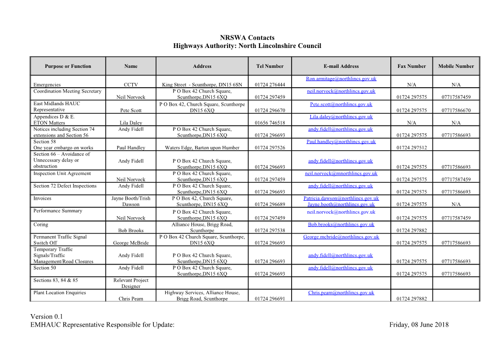 Highways Authority: North Lincolnshire Council