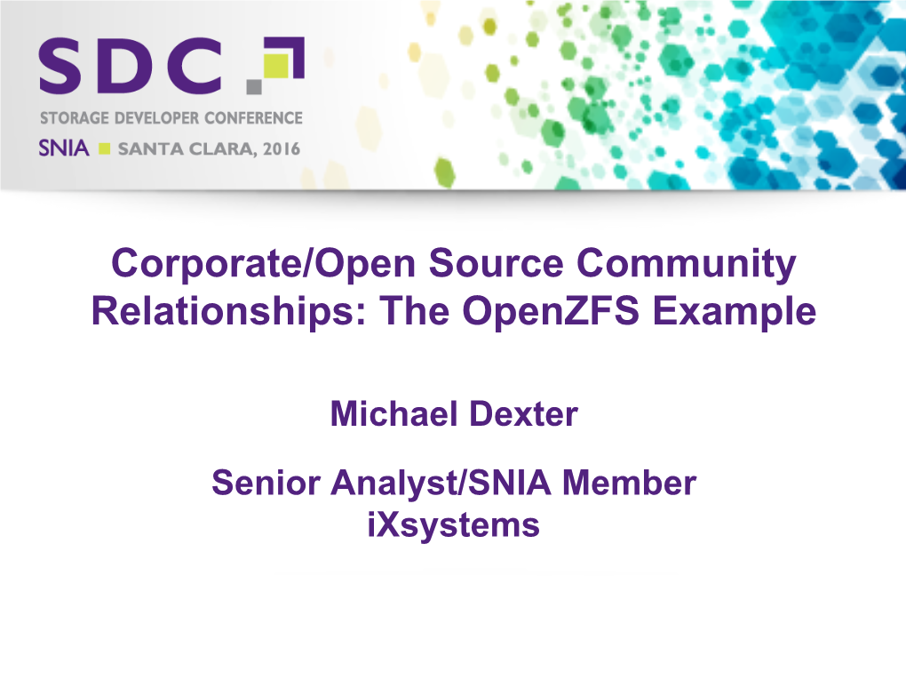 Corporate/Open Source Community Relationships: the Openzfs Example
