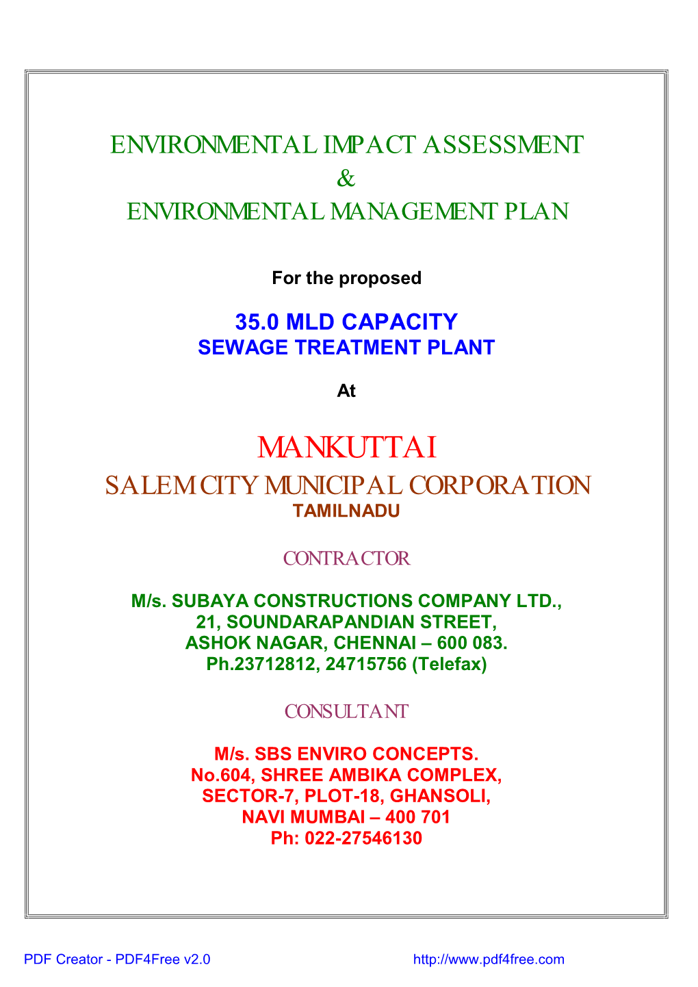 Mankuttai Salem City Municipal Corporation Tamilnadu