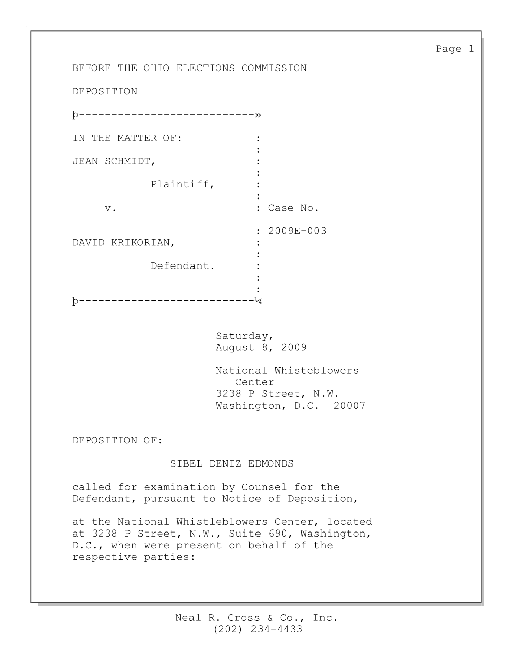 Deposition of Sibel Edmonds