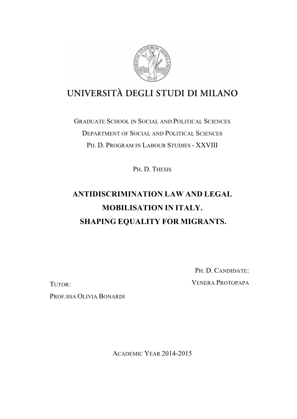 Antidiscrimination Law and Legal Mobilisation in Italy