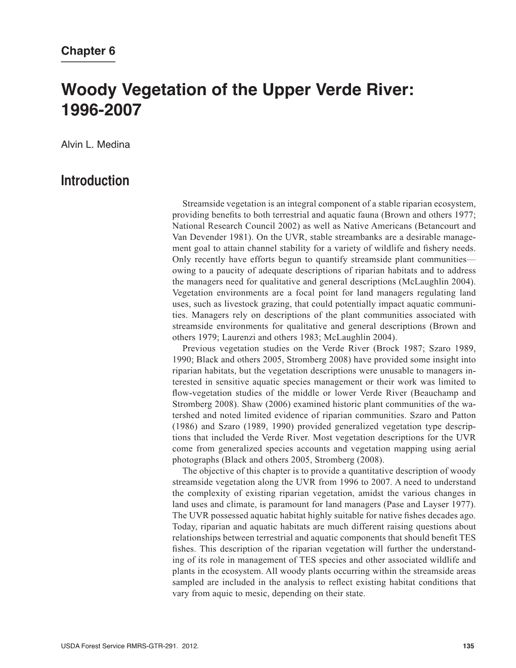 Woody Vegetation of the Upper Verde River: 1996-2007