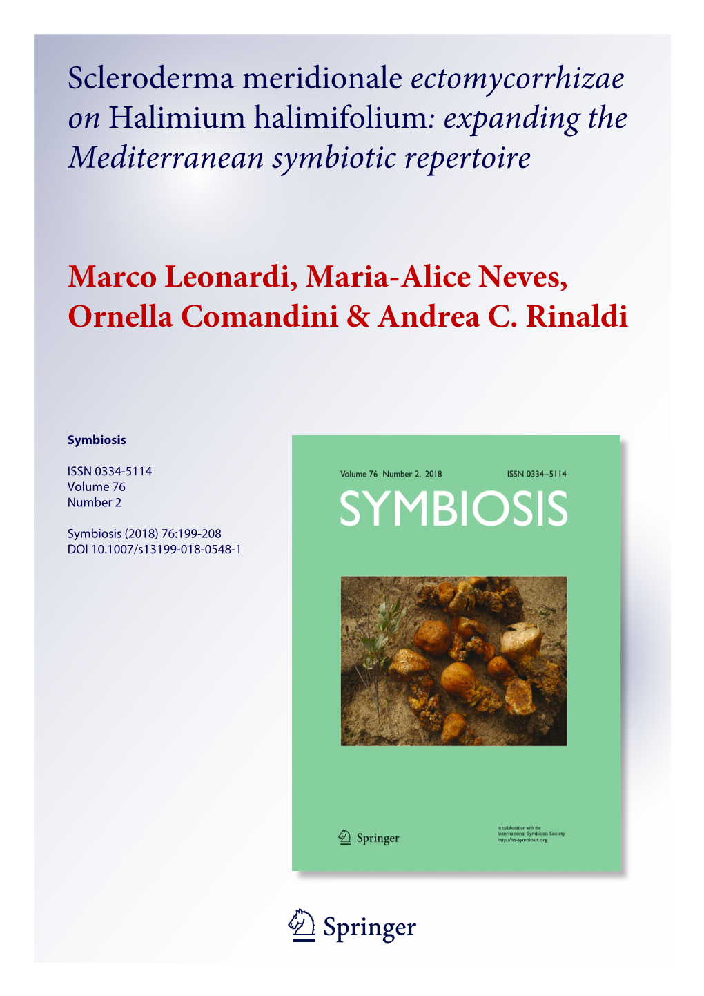 Scleroderma Meridionale Ectomycorrhizae on Halimium Halimifolium: Expanding the Mediterranean Symbiotic Repertoire