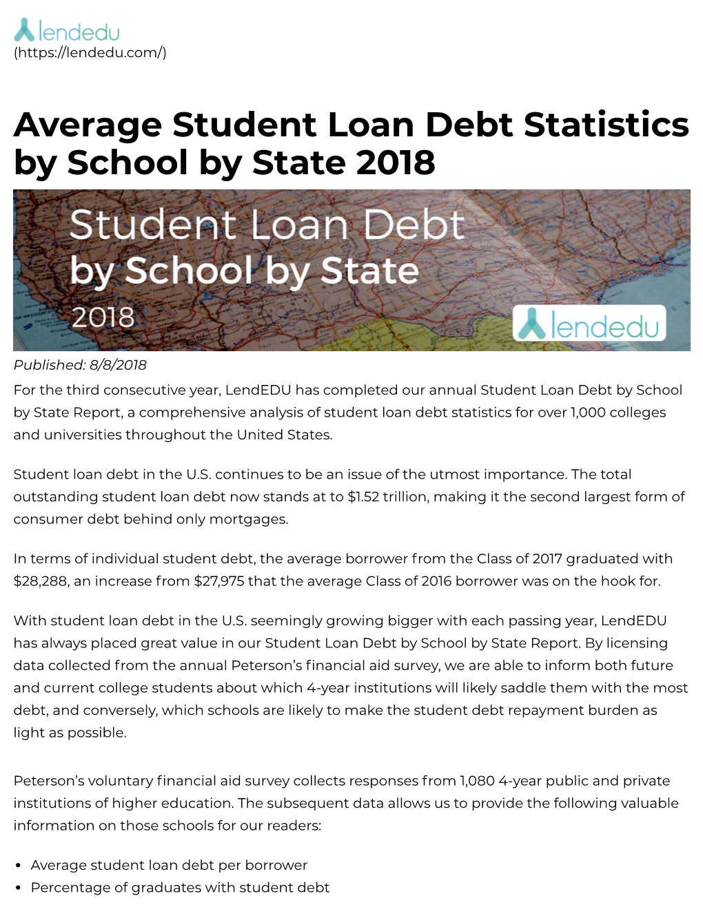 Student Loan Debt by School by State 2018