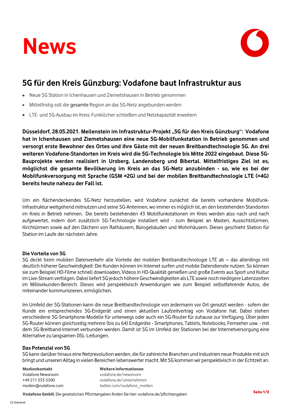 5G Für Den Kreis Günzburg: Vodafone Baut Infrastruktur