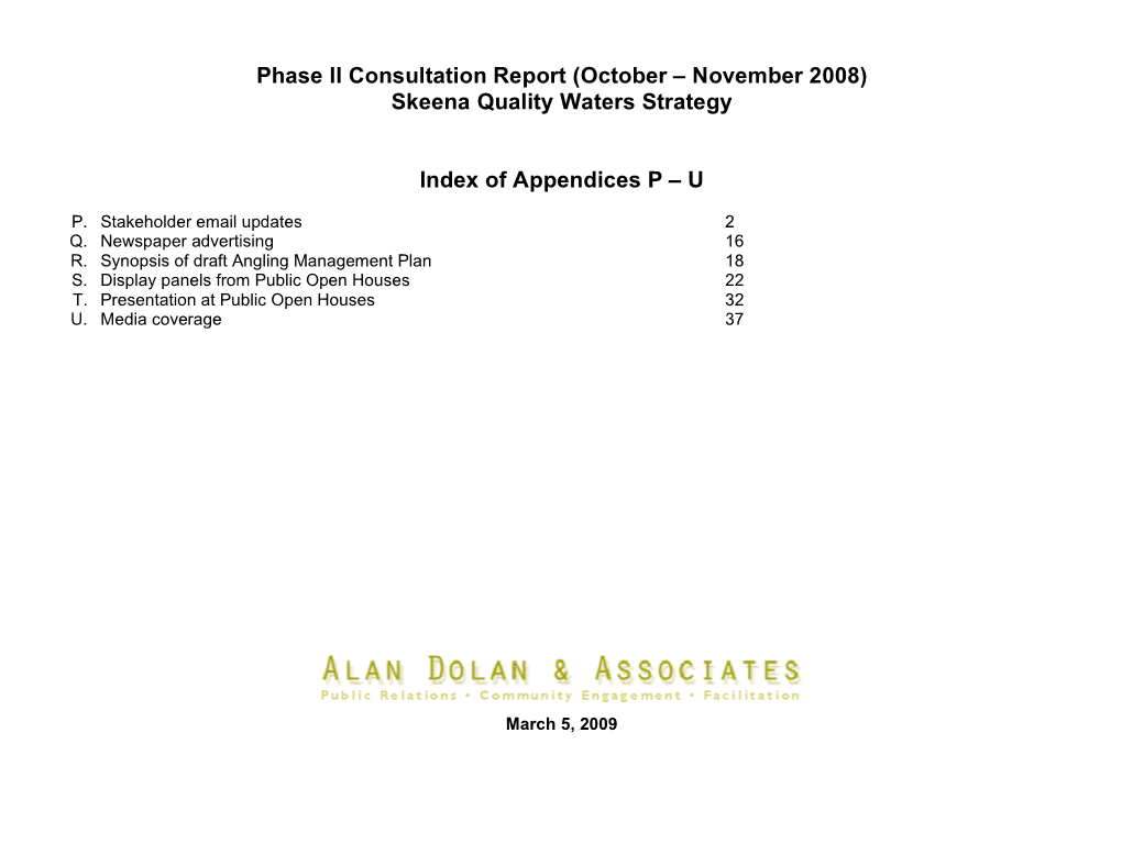Appendices P to U for the Phase II Consultation Report