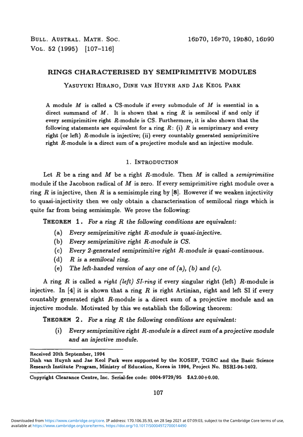 Rings Characterised by Semiprimitive Modules