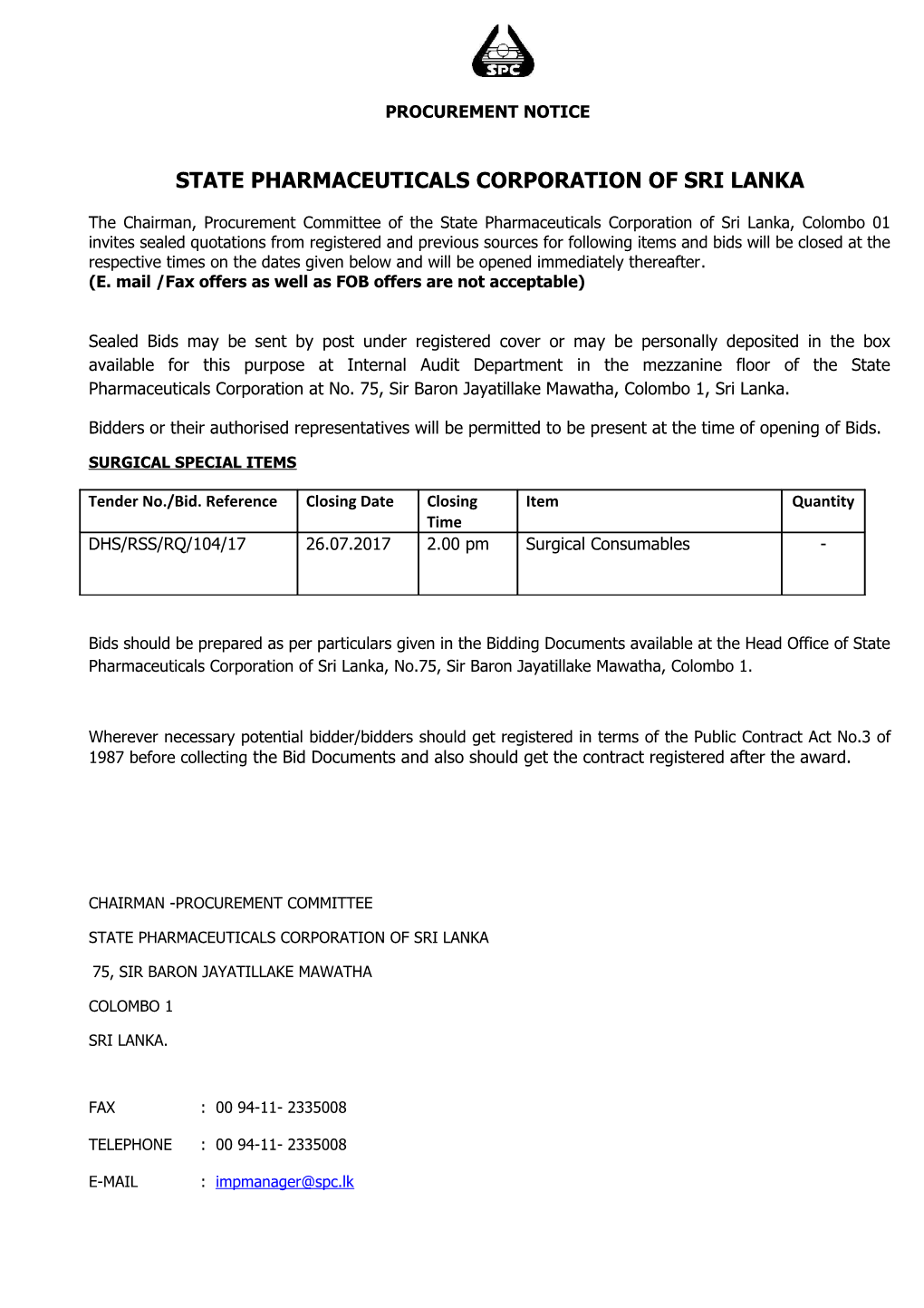 State Pharmaceuticals Corporation of Sri Lanka s5