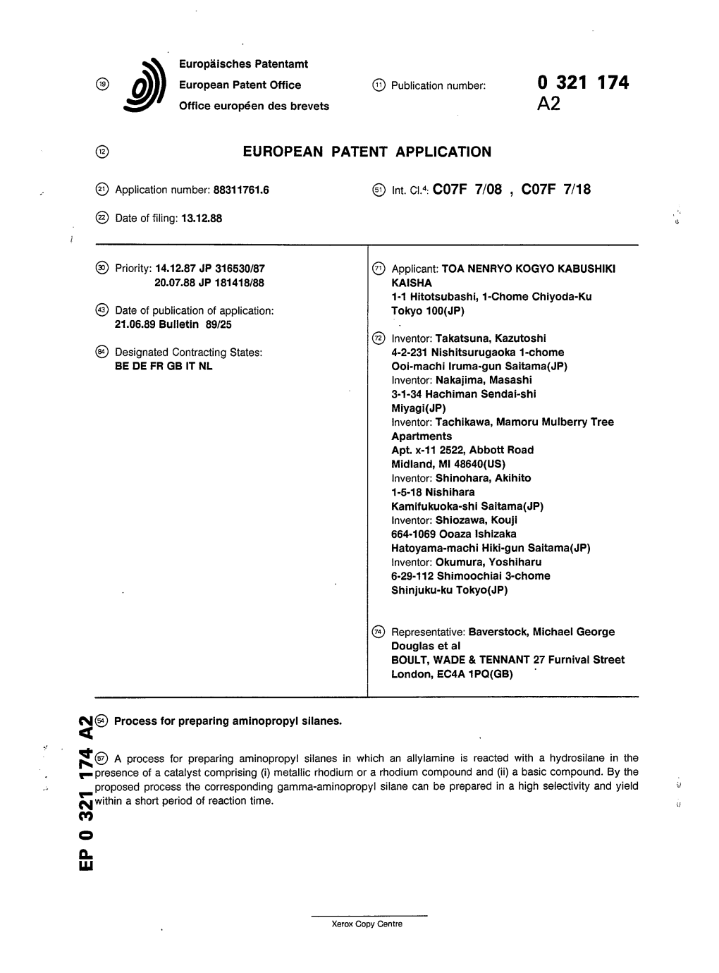 Process for Preparing Aminopropyl Silanes