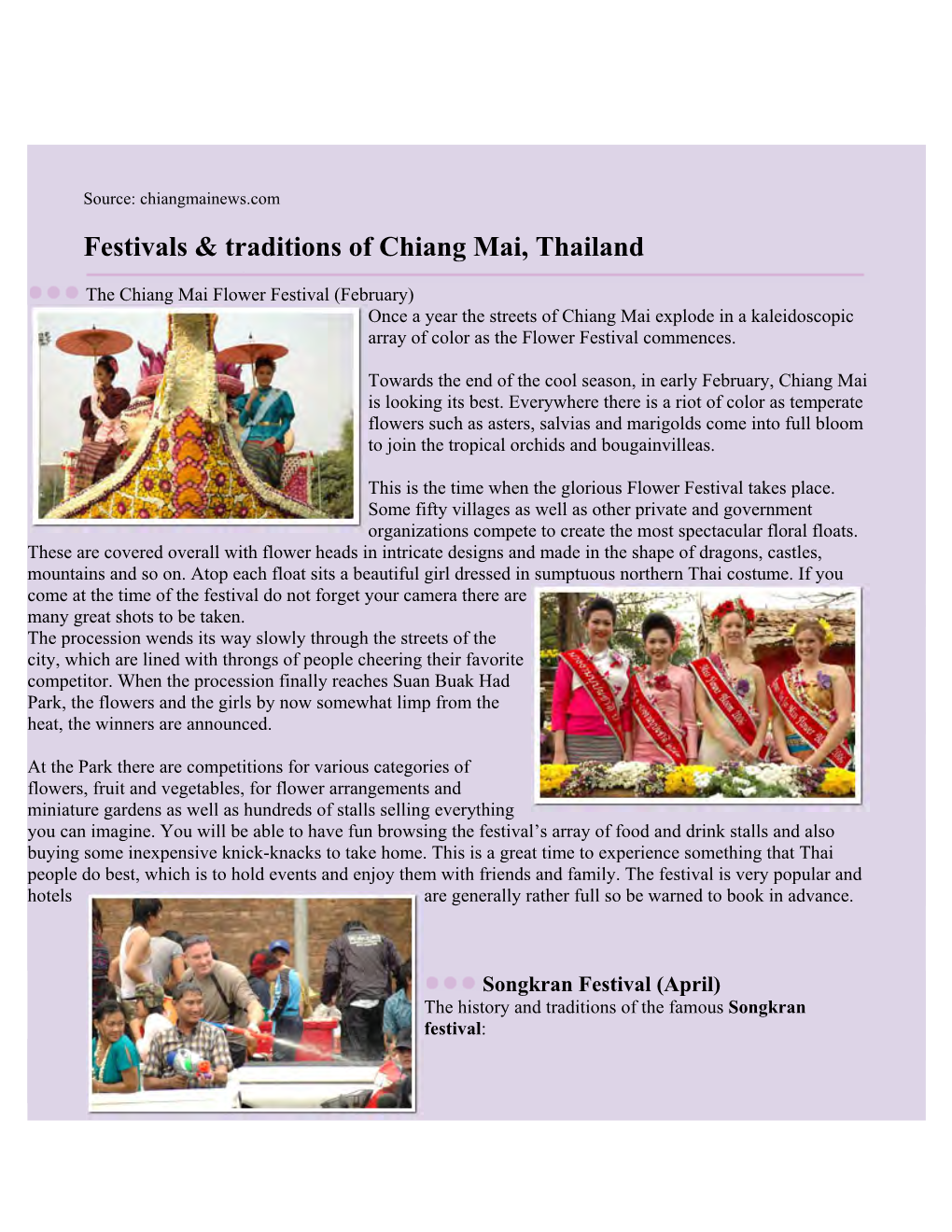 Festivals & Traditions of Chiang Mai, Thailand