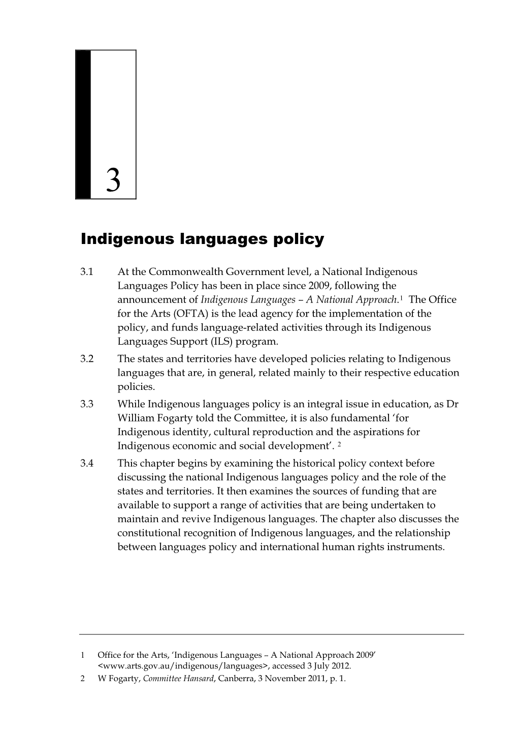 Chapter 2: Indigenous Languages Policy