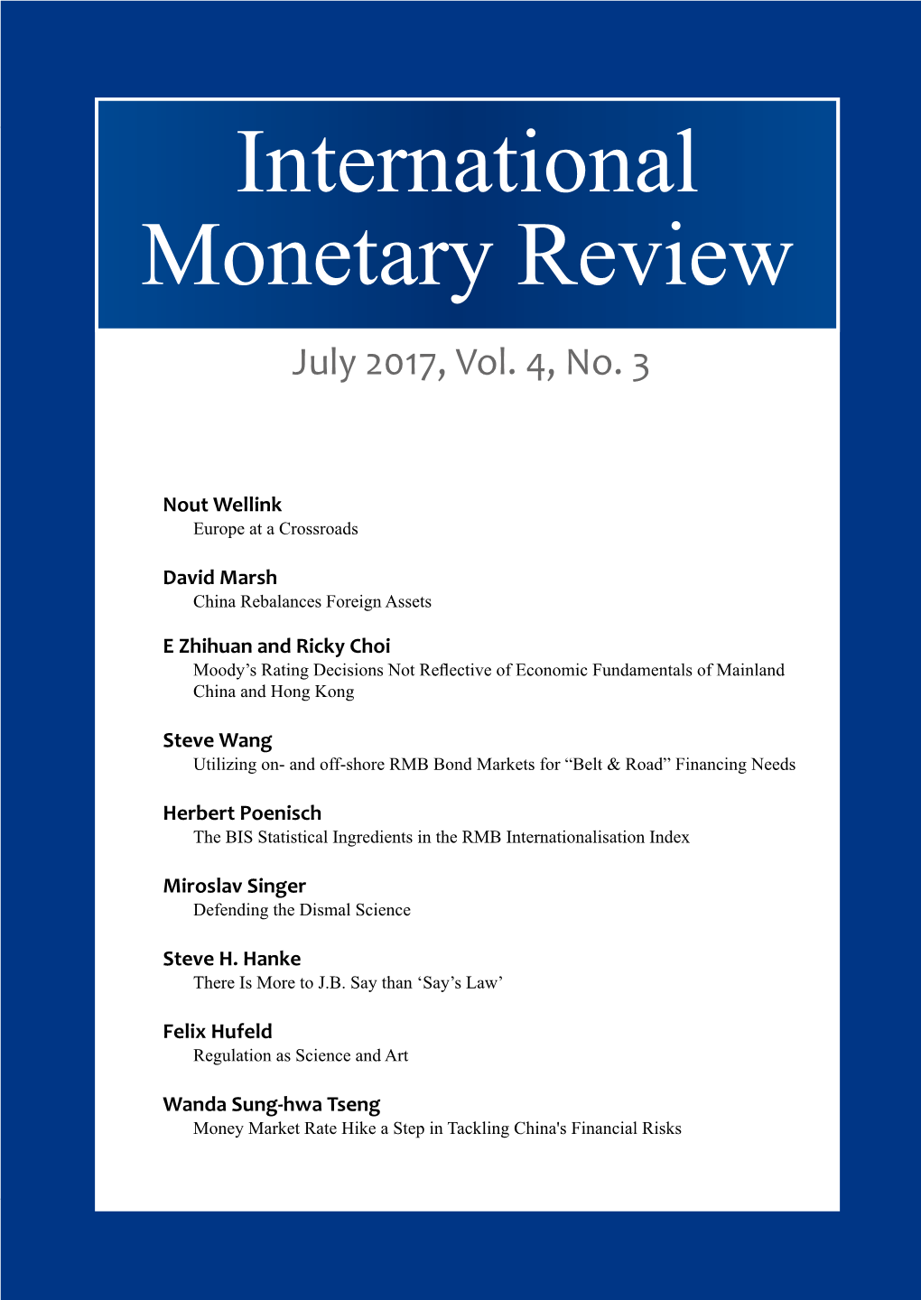 International Monetary Review July 2017, Vol