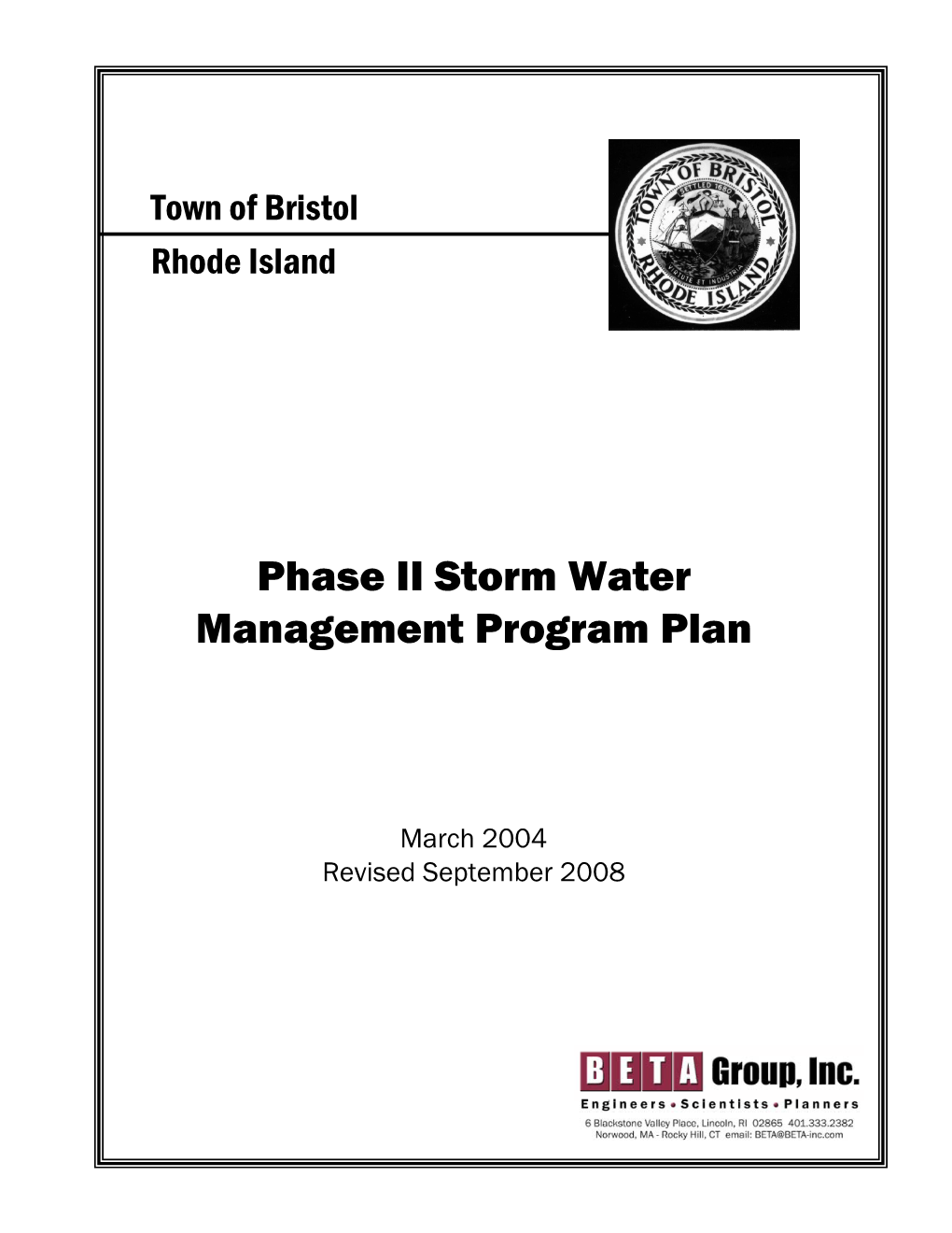 Phase II Storm Water Management Program Plan