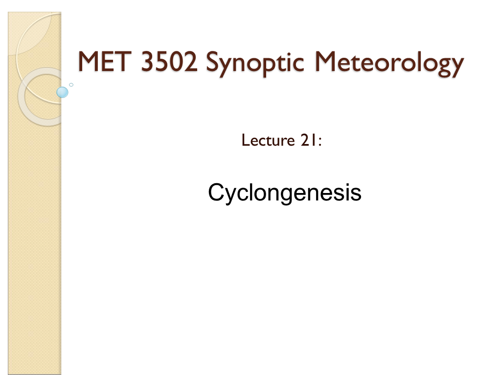 MET 3502 Synoptic Meteorology