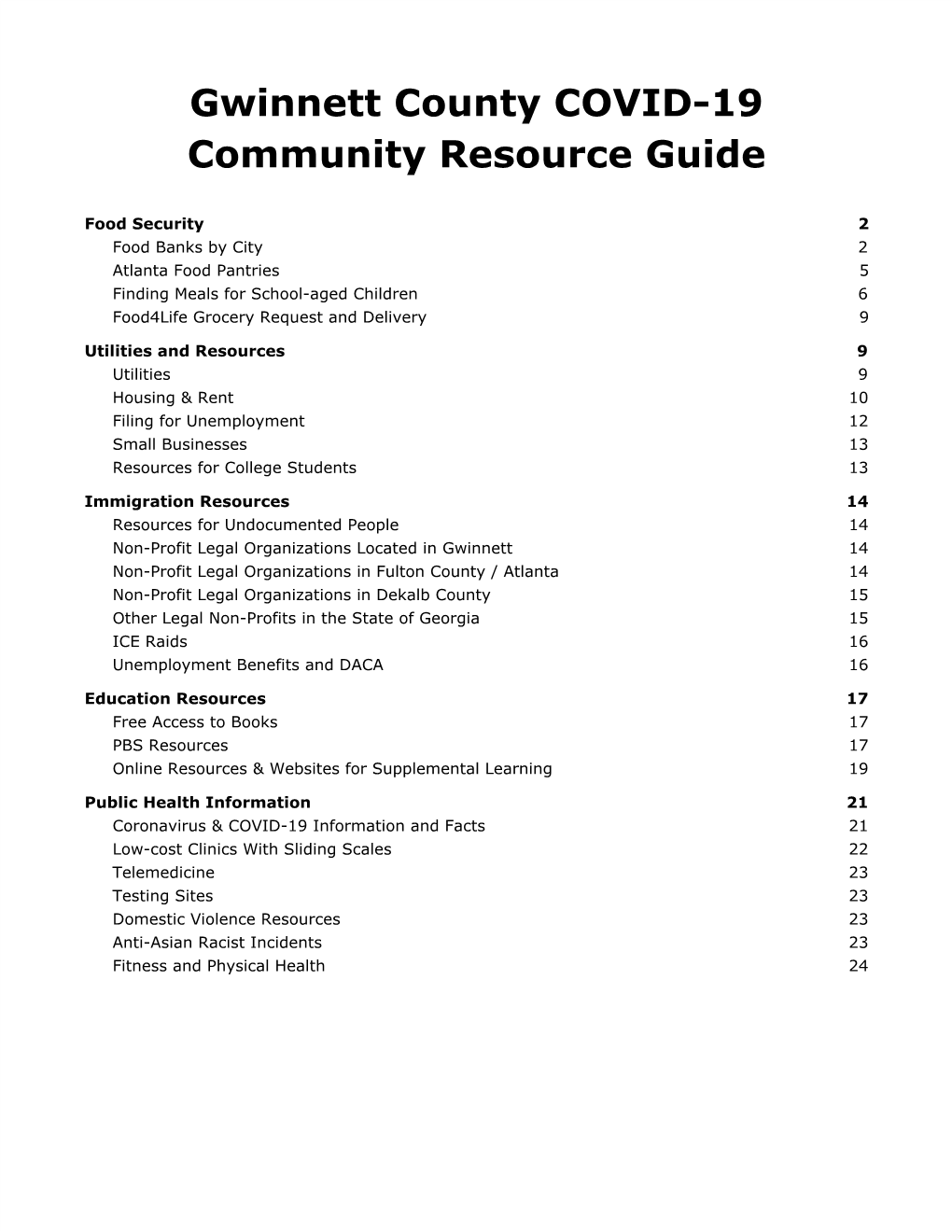 Gwinnett County COVID-19 Community Resource Guide