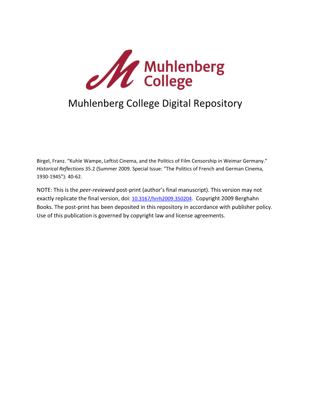 Muhlenberg College Digital Repository