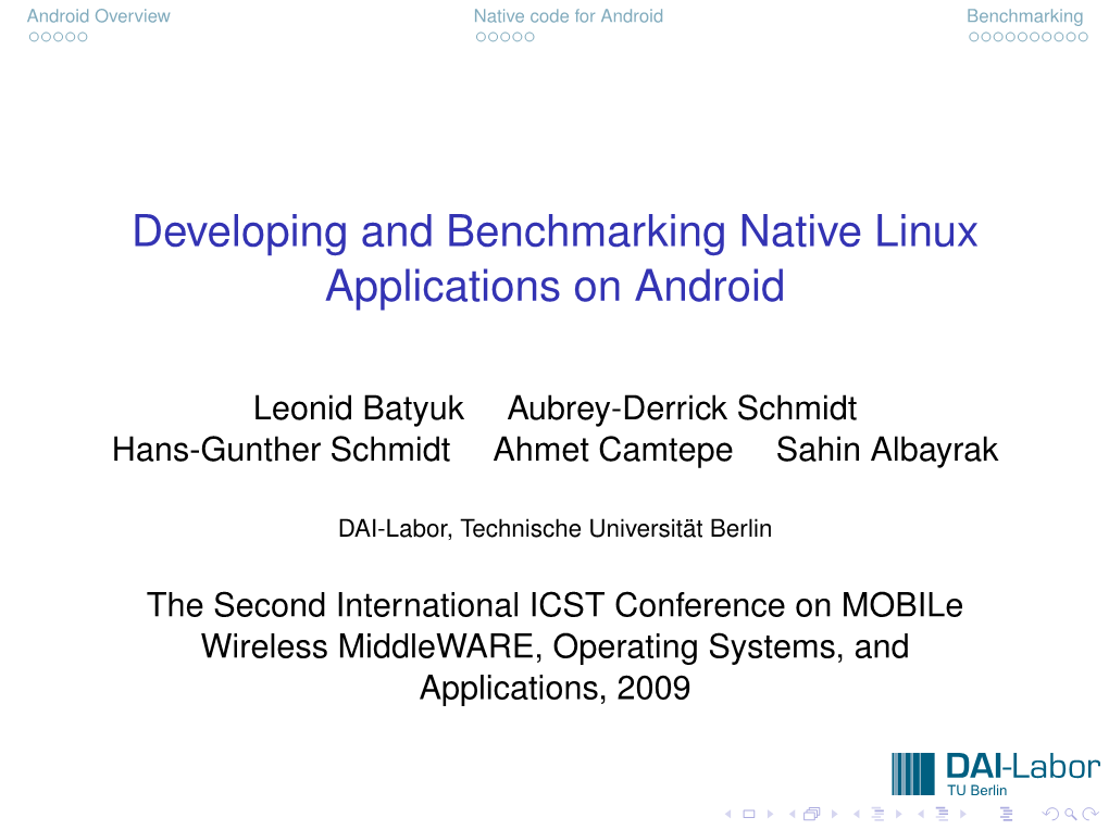 Developing and Benchmarking Native Linux Applications on Android