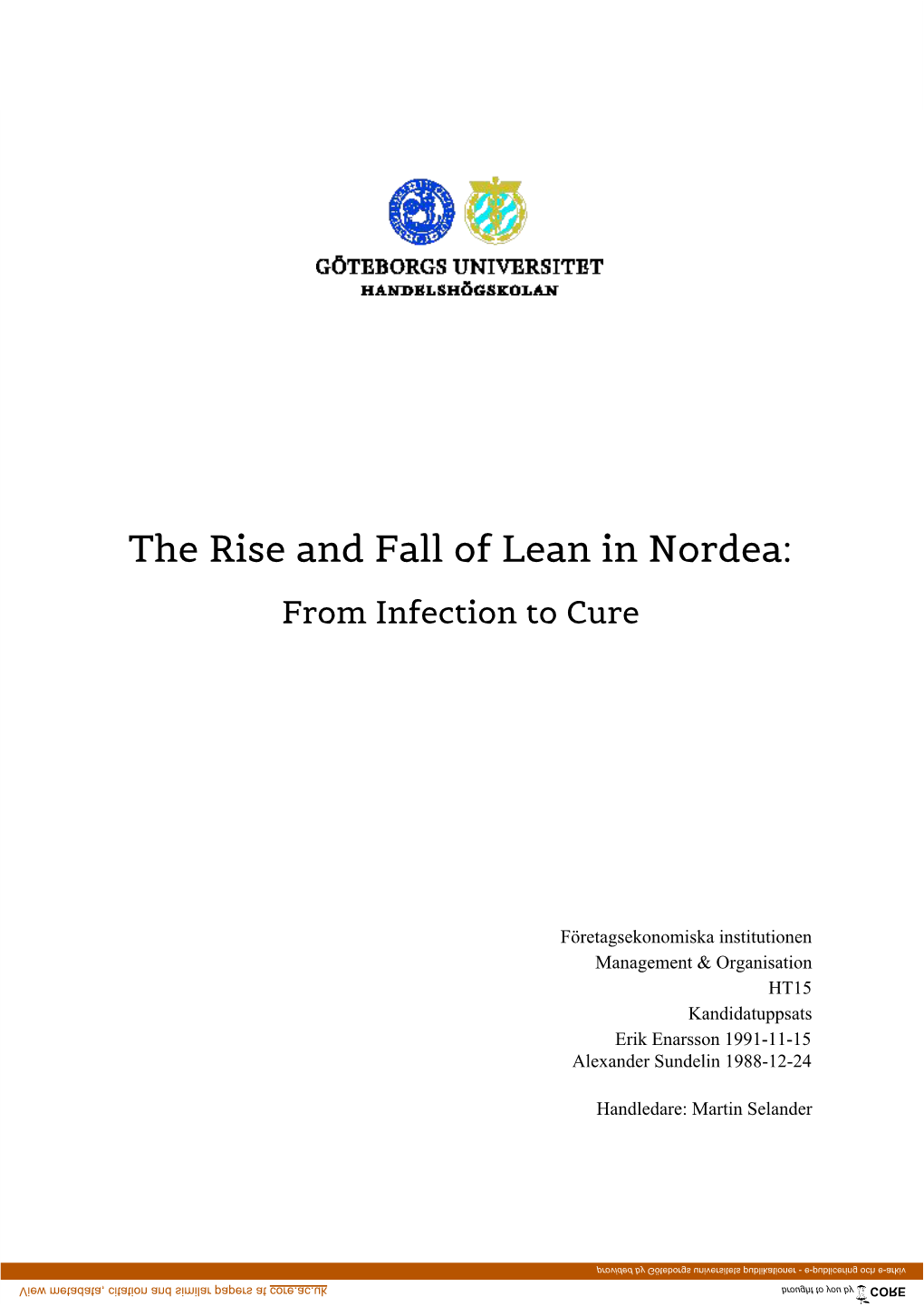 The Rise and Fall of Lean in Nordea: from Infection to Cure