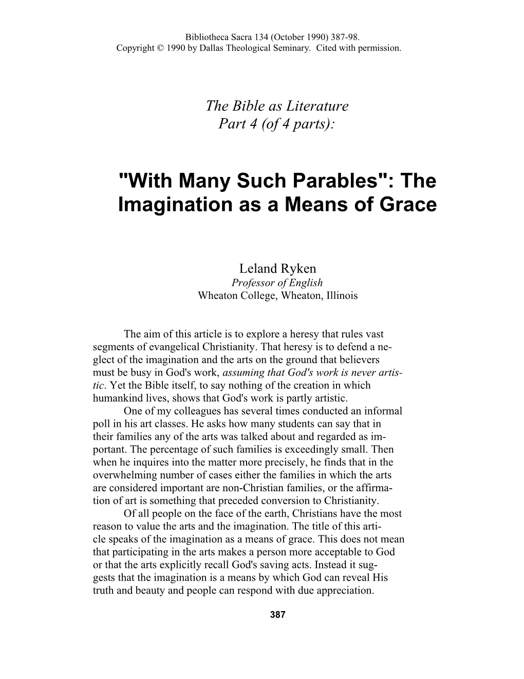 The Bible As Literature