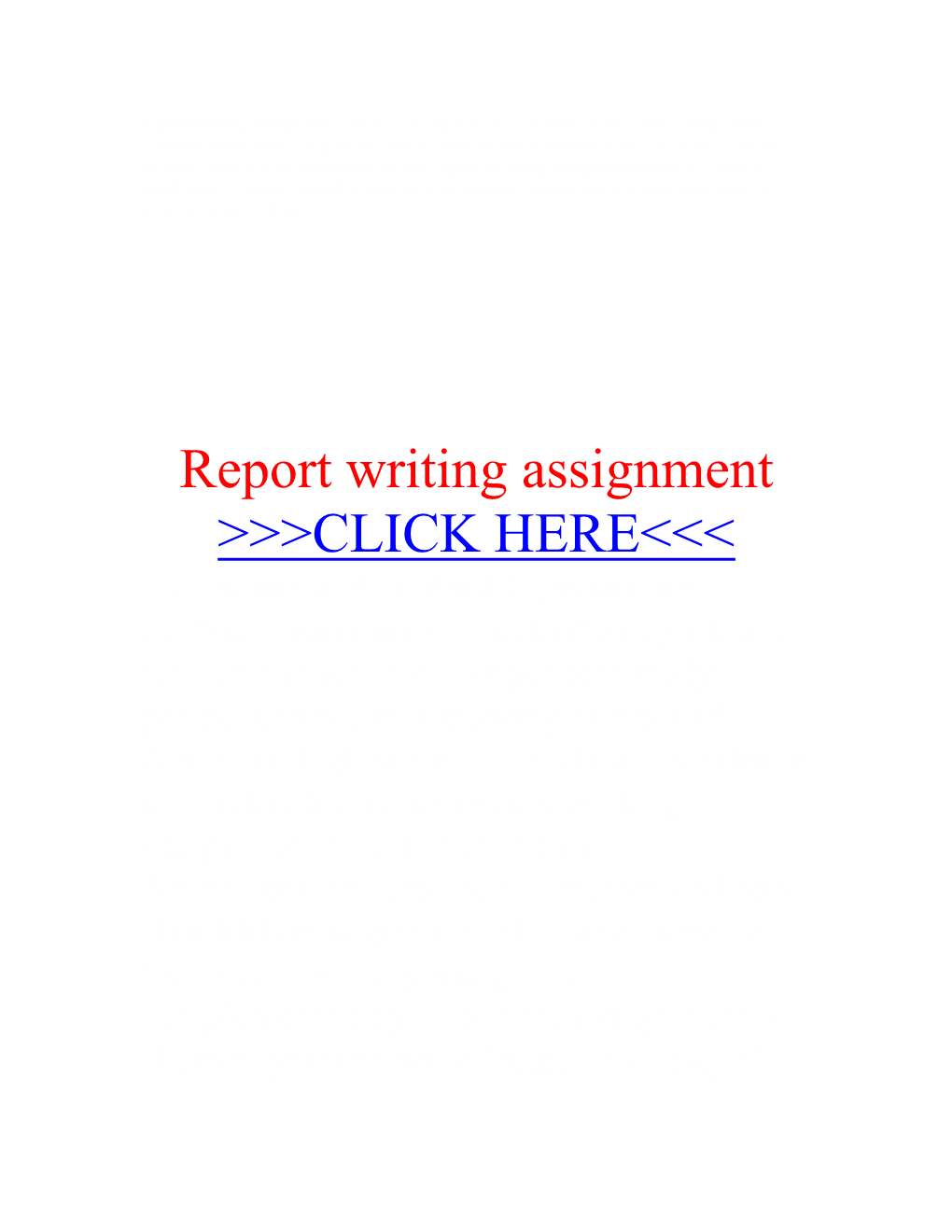 Report Writing Assignment