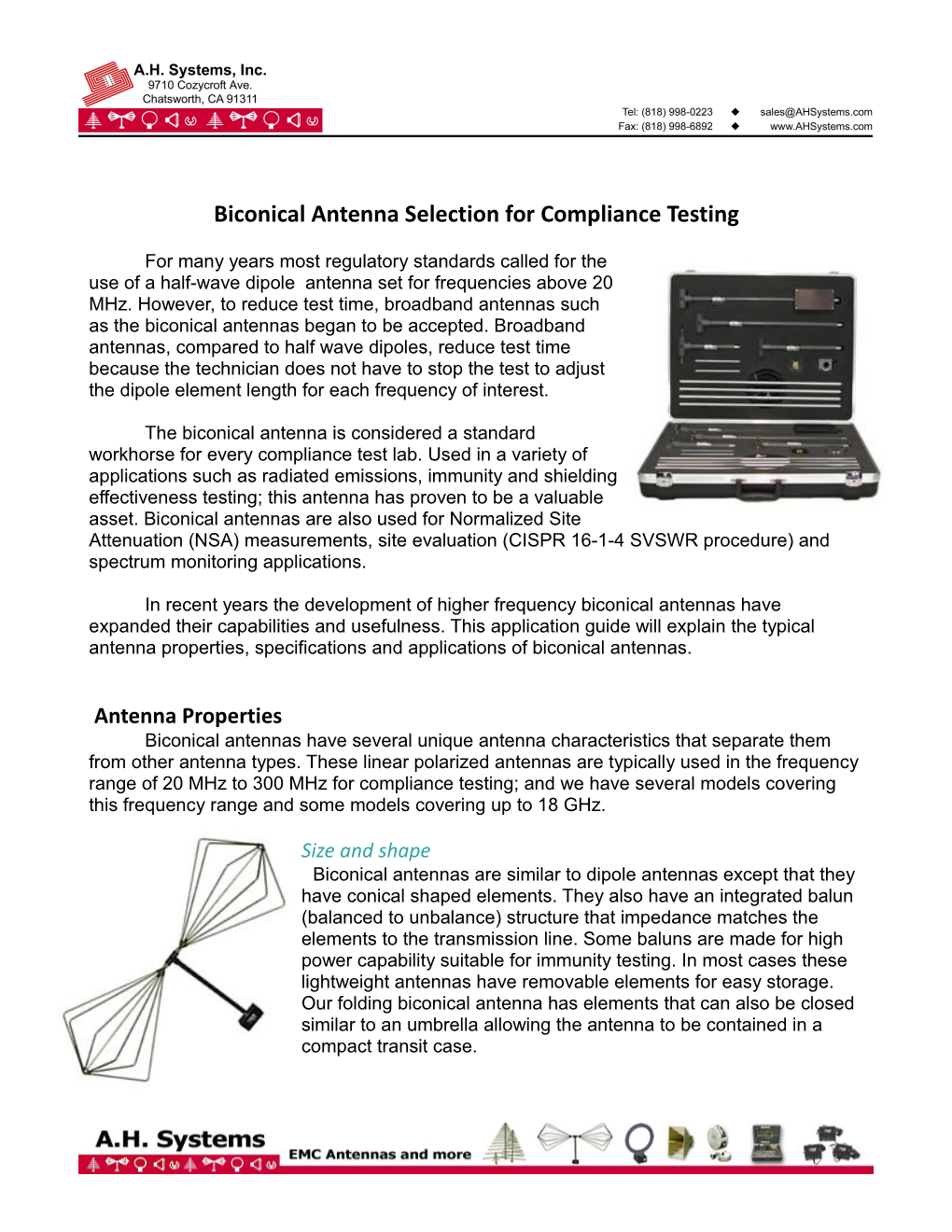 Biconical Antenna Selection for Compliance Testing