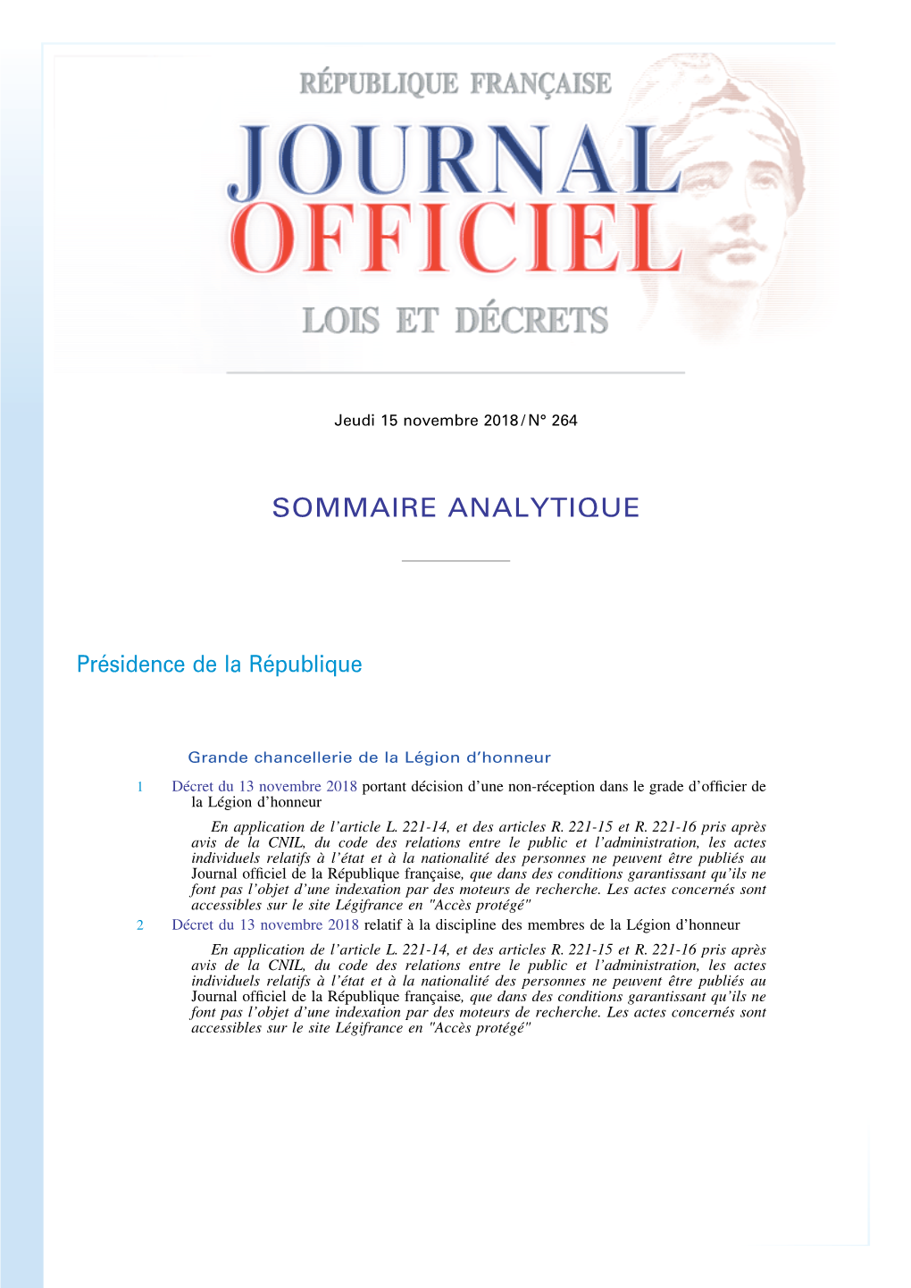 Journal Officiel De La République Française, Que Dans Des Conditions Garantissant Qu’Ils Ne Font Pas L’Objet D’Une Indexation Par Des Moteurs De Recherche