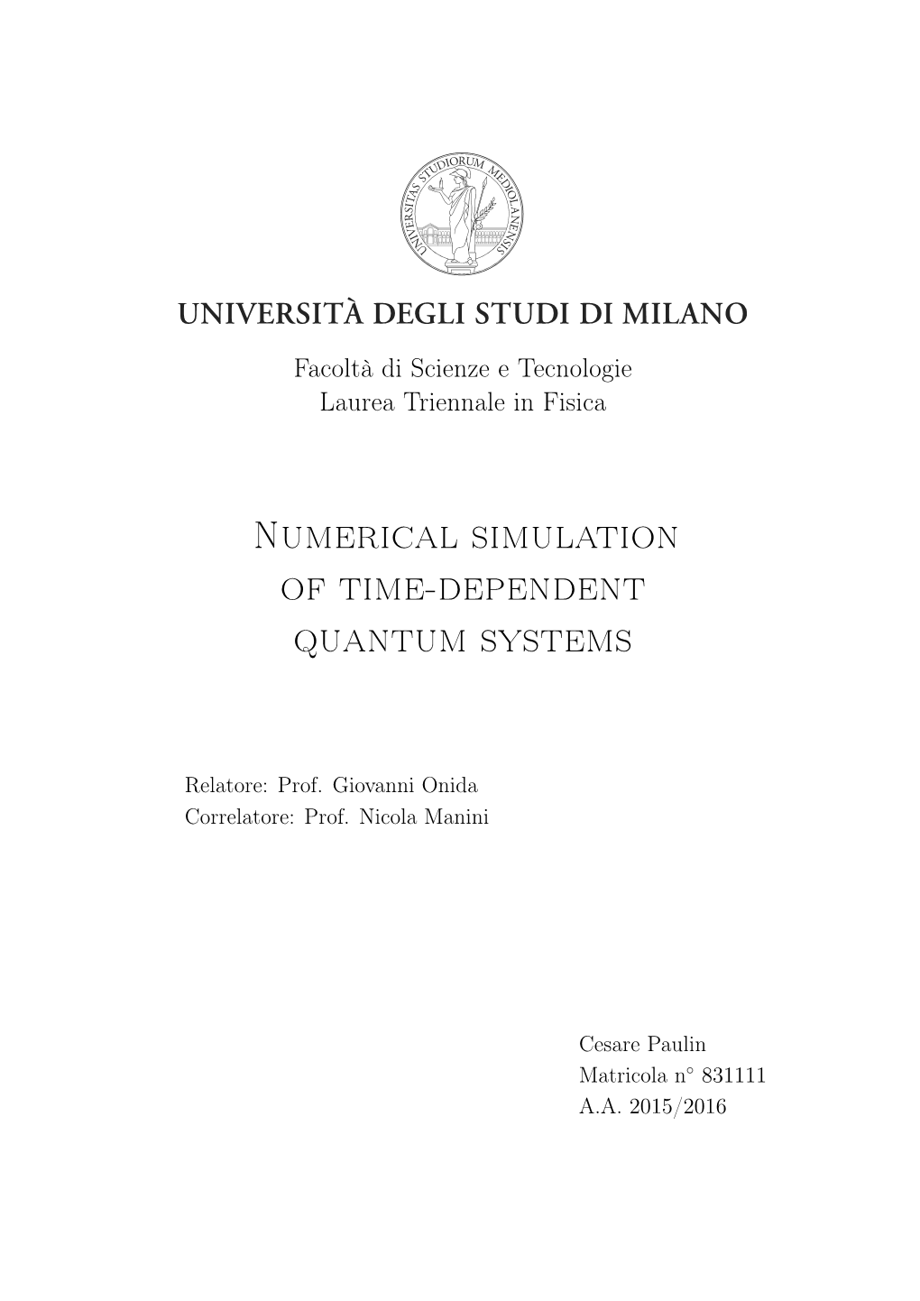 Numerical Simulation of Time-Dependent Quantum Systems