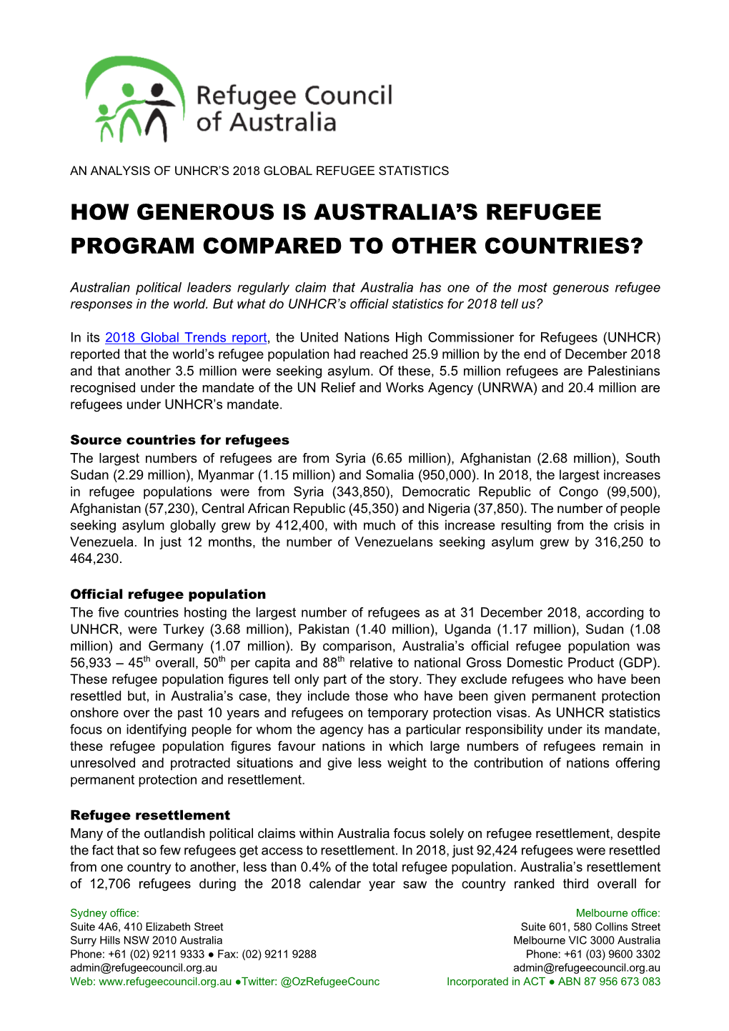 How Generous Is Australia's Refugee Program Compared to Other