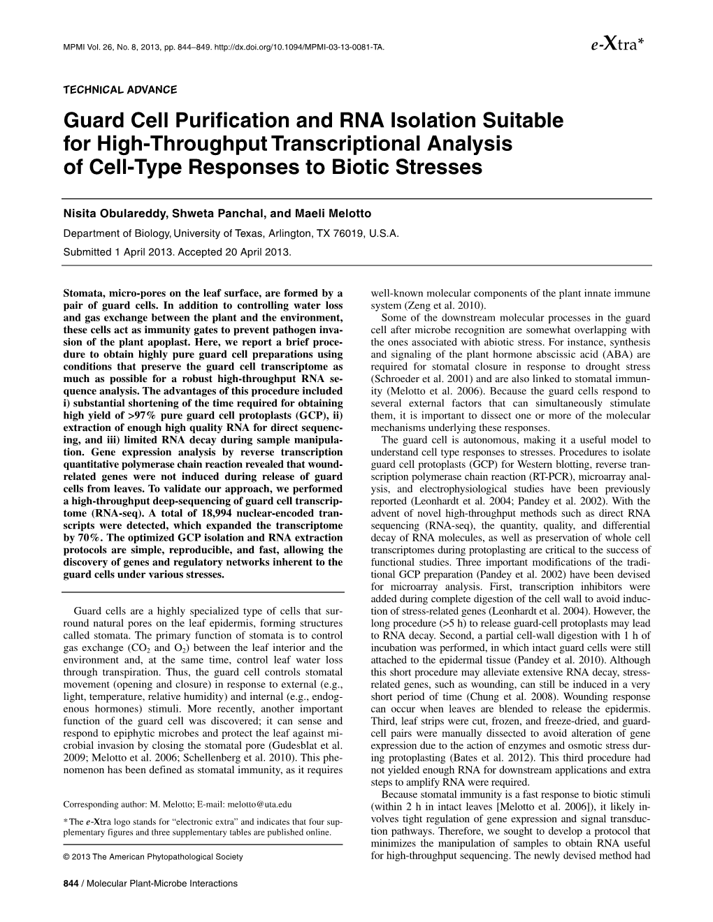 Guard Cell Purification and RNA Isolation Suitable for High-Throughput Transcriptional Analysis of Cell-Type Responses to Biotic Stresses