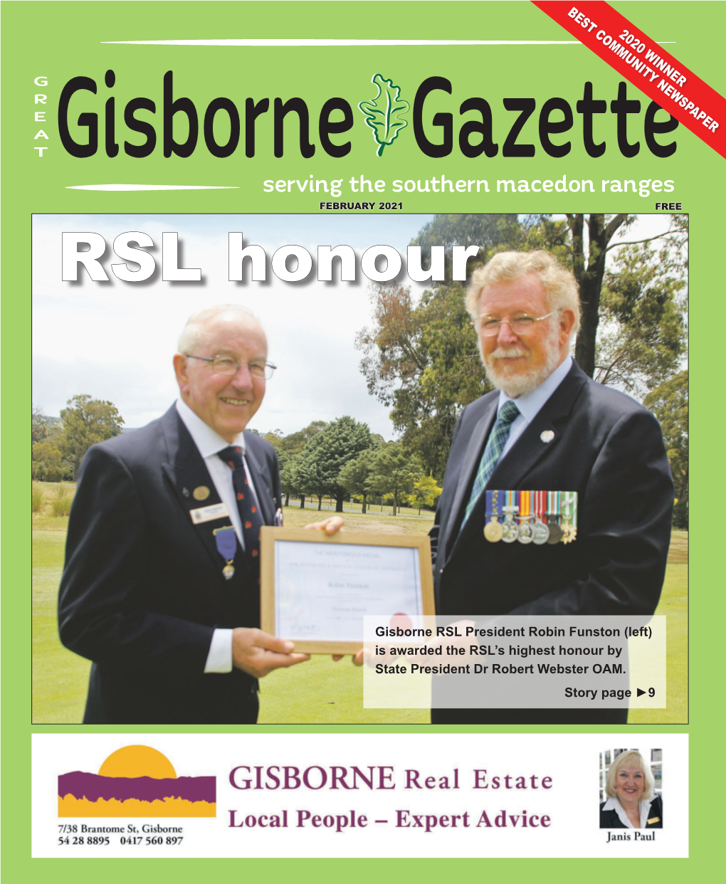Serving the Southern Macedon Ranges FEBRUARY 2021 FREE RSL Honour