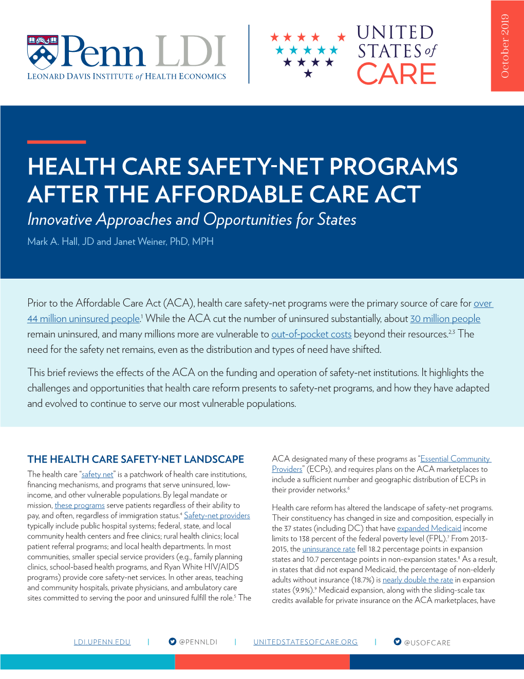 Pennldi Usofcare Health Care Safety-Net Programs Brief
