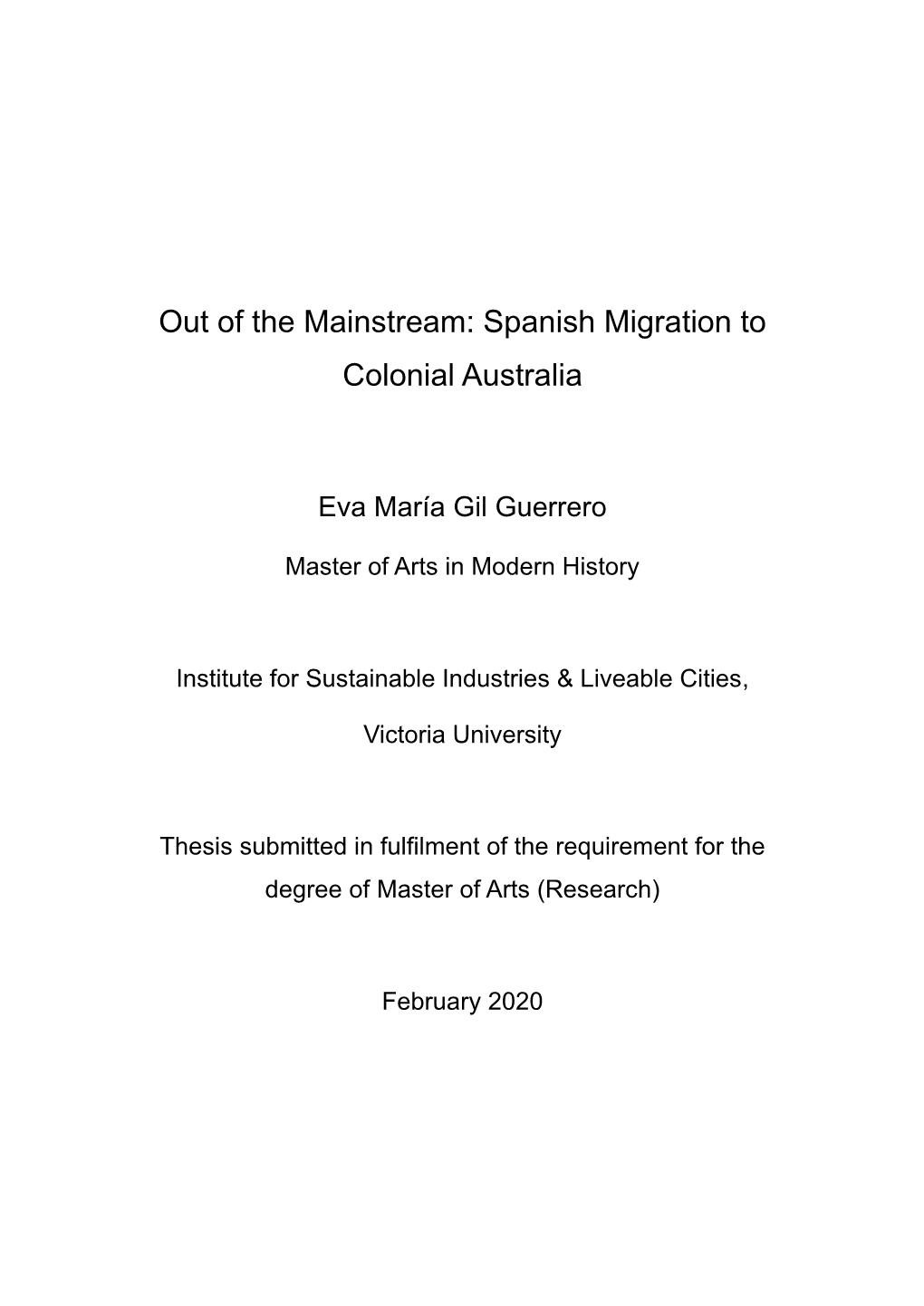 Spanish Migration to Colonial Australia