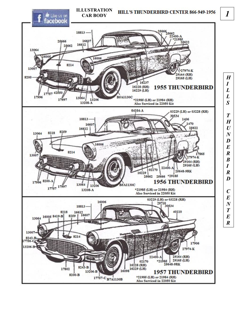 Page 1 ILLUSTRATION CAR BODY 1 H I L L S T H U N D E R B I R D C E