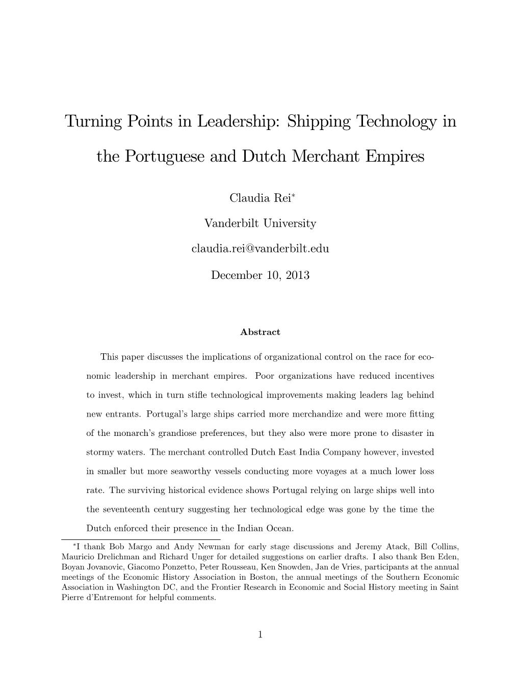 Shipping Technology in the Portuguese and Dutch Merchant Empires