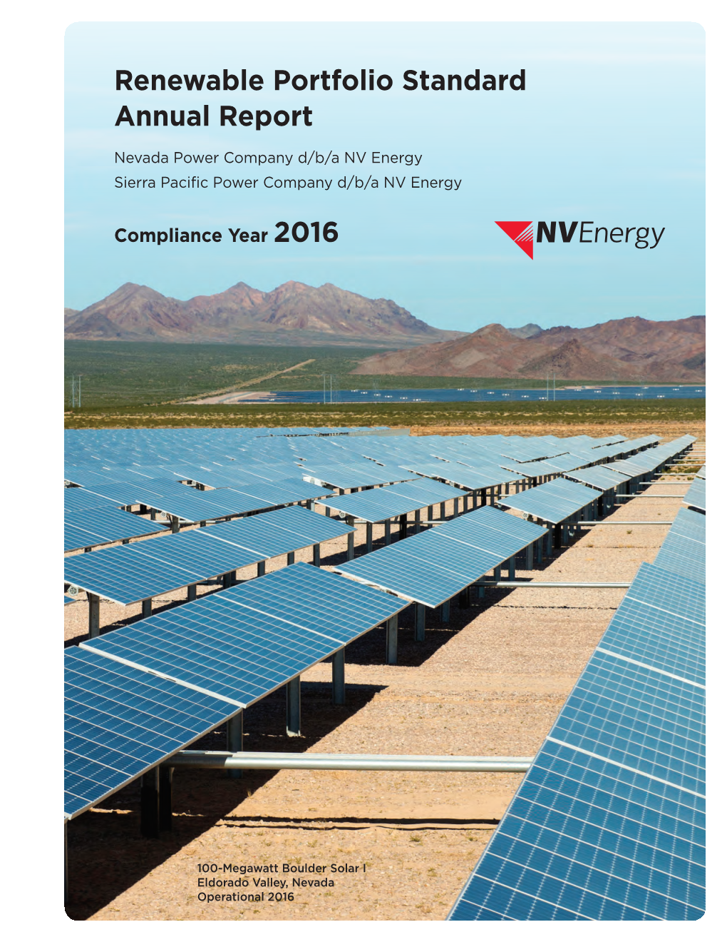 NV Energy 2016 Renewable Portfolio Standard Annual Report