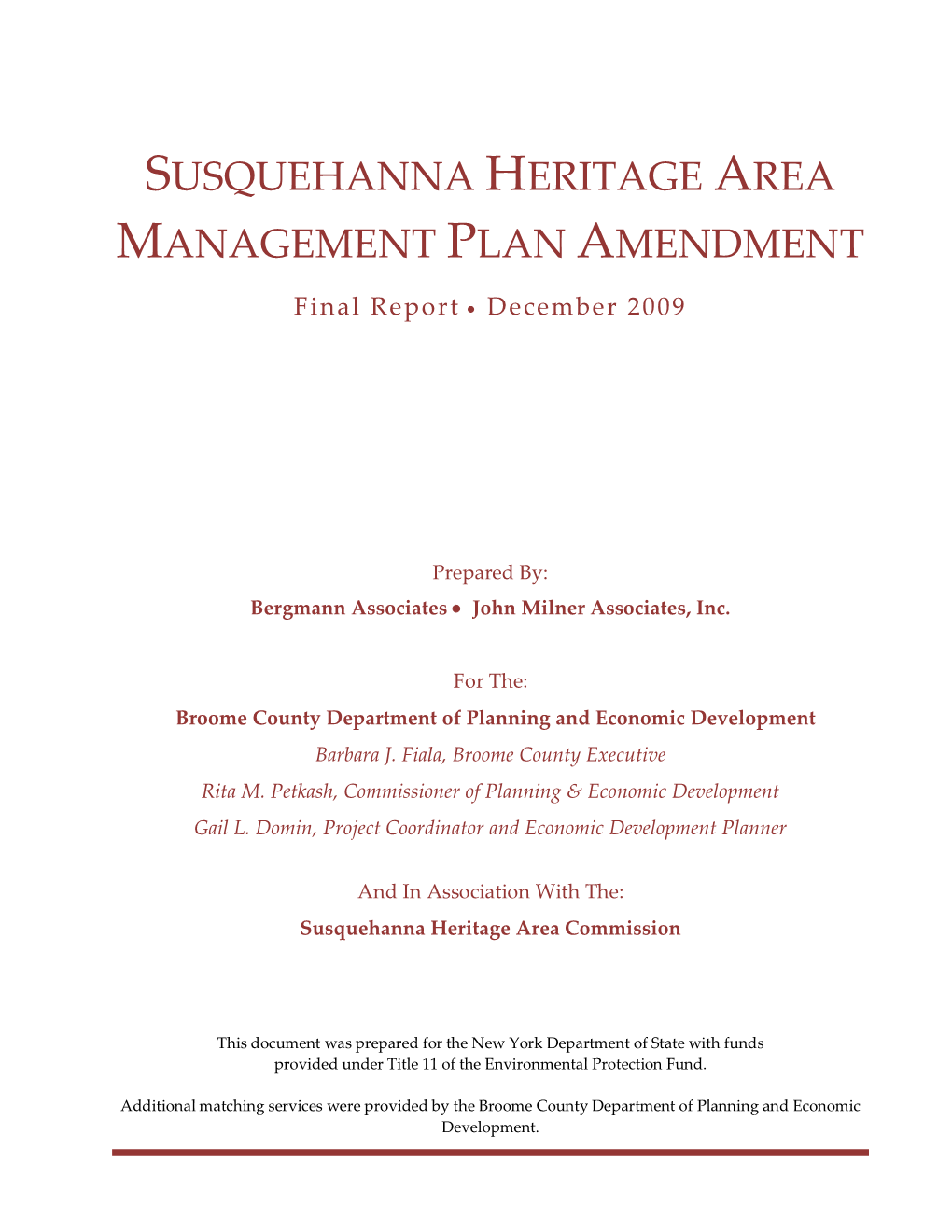 Susquehanna Heritage Area Management Plan Amendment