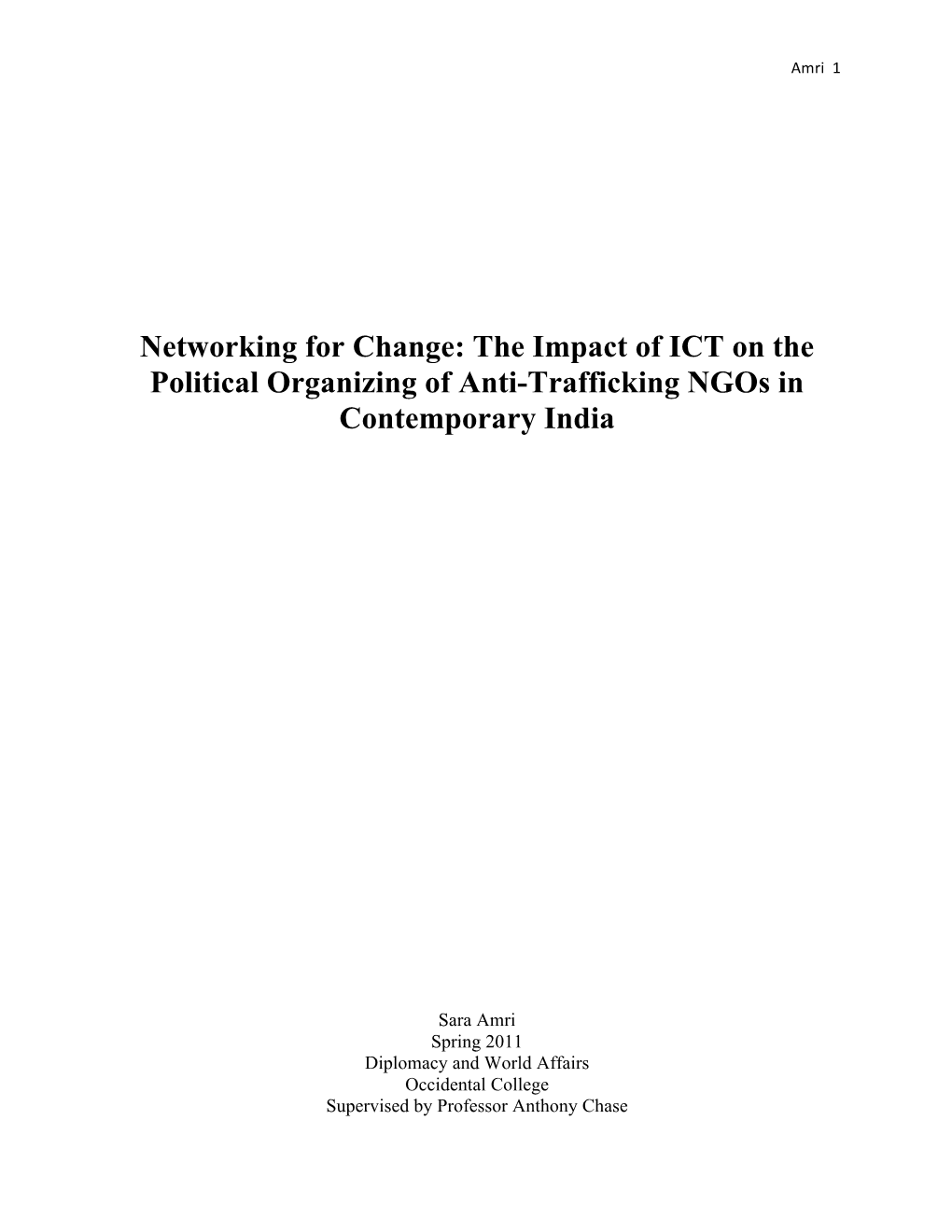 The Impact of ICT on the Political Organizing of Anti-Trafficking Ngos in Contemporary India