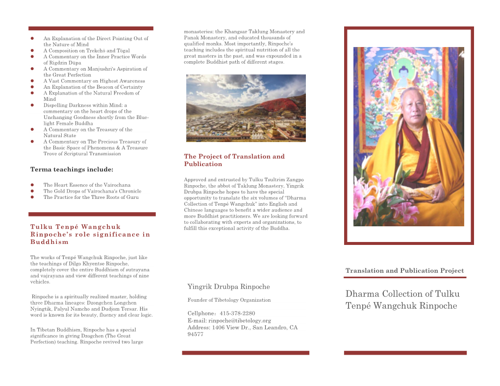 Tenpé Wangchuk Rinpoche's Significance in Buddhism