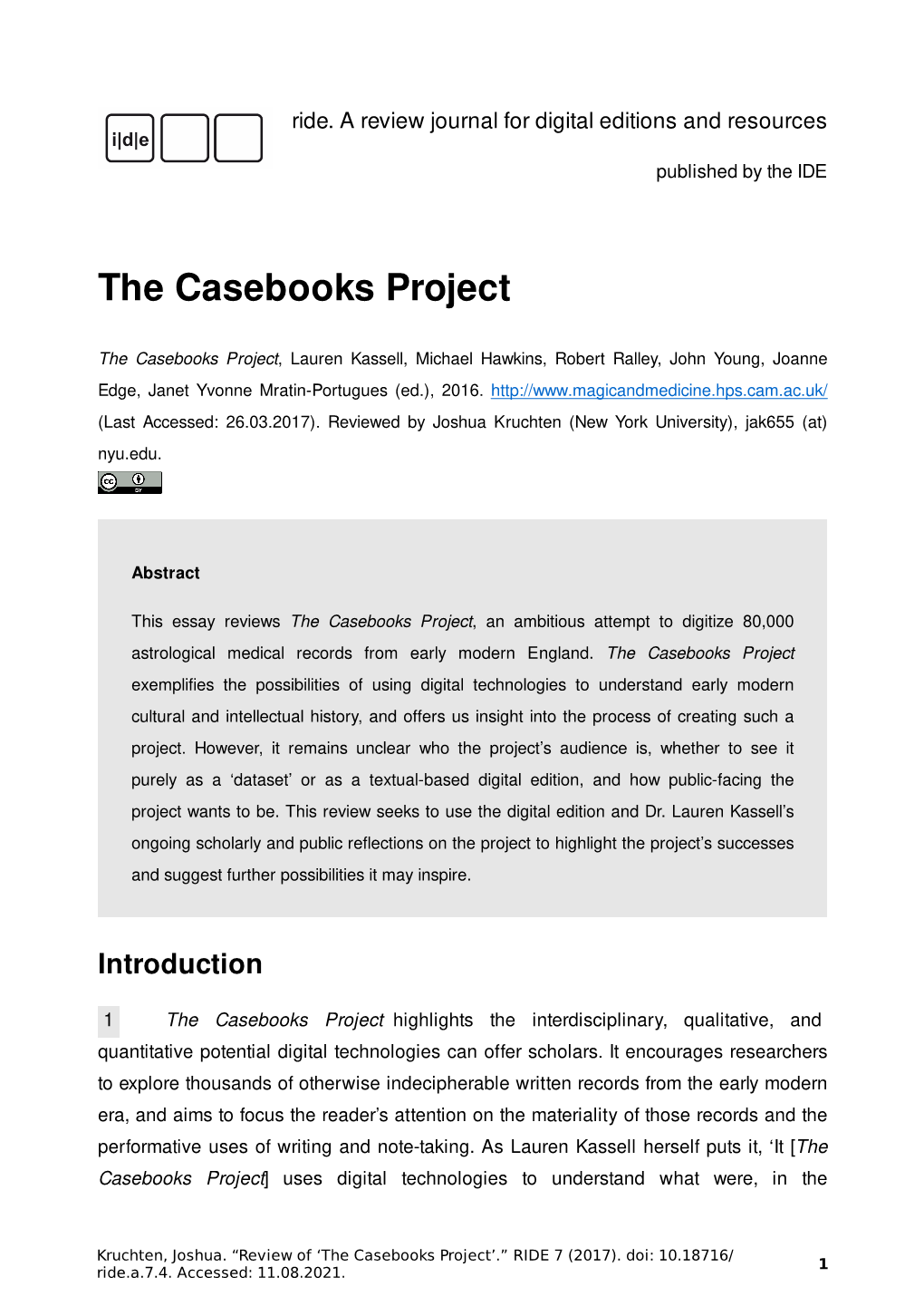 The Casebooks Project