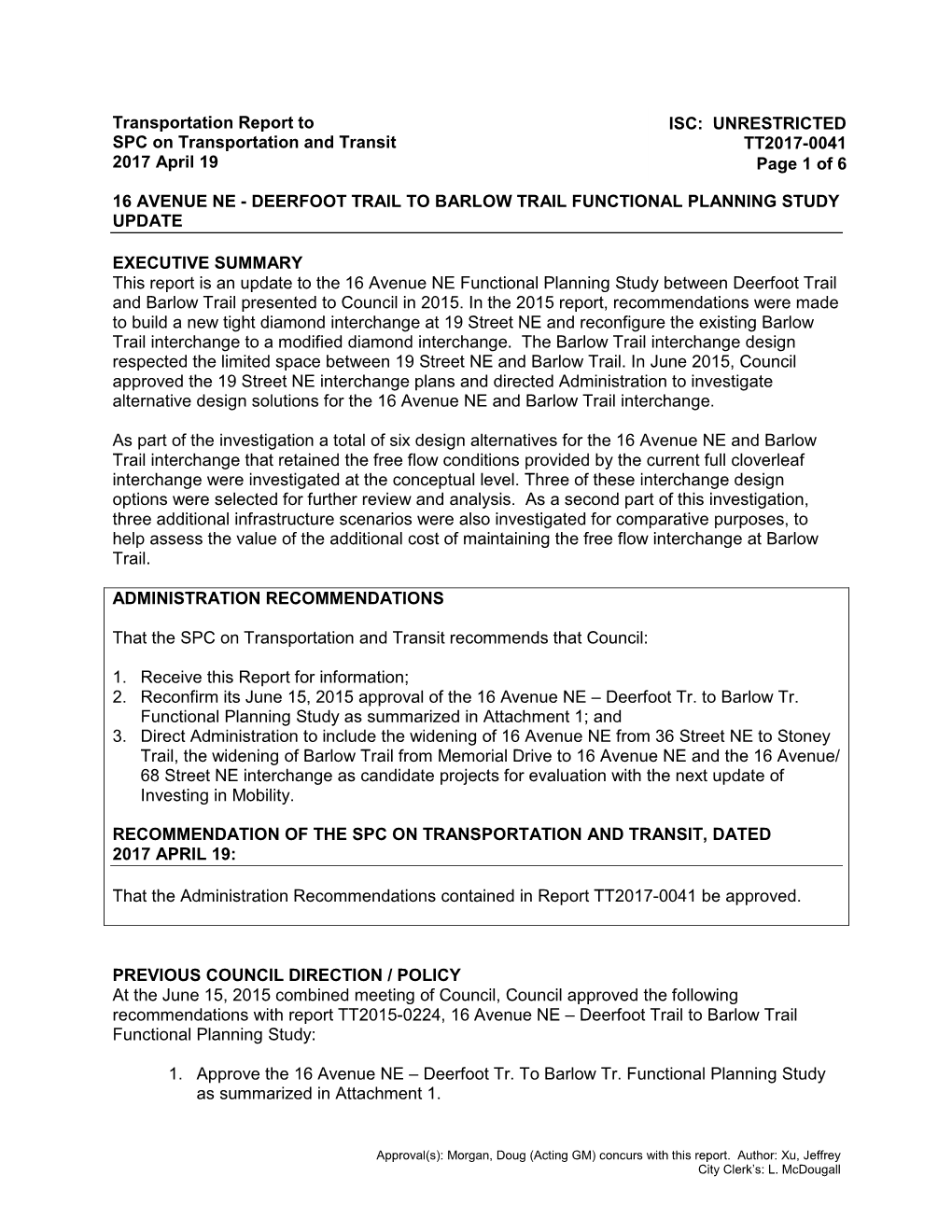 Deerfoot Trail to Barlow Trail Functional Planning Study Update