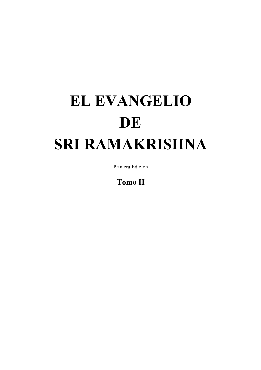 El Evangelio De Sri Ramakrishna