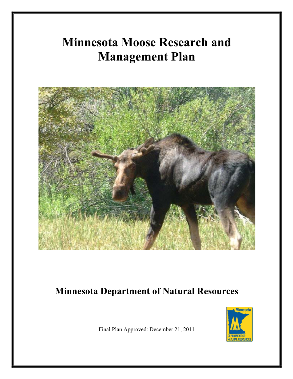 Minnesota Moose Research and Management Plan