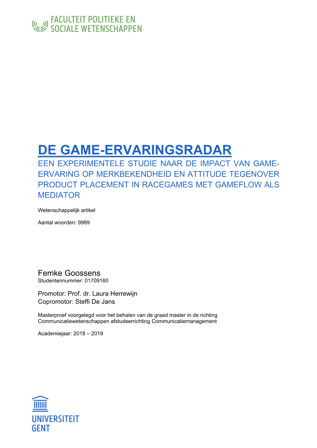 De Game-Ervaringsradar