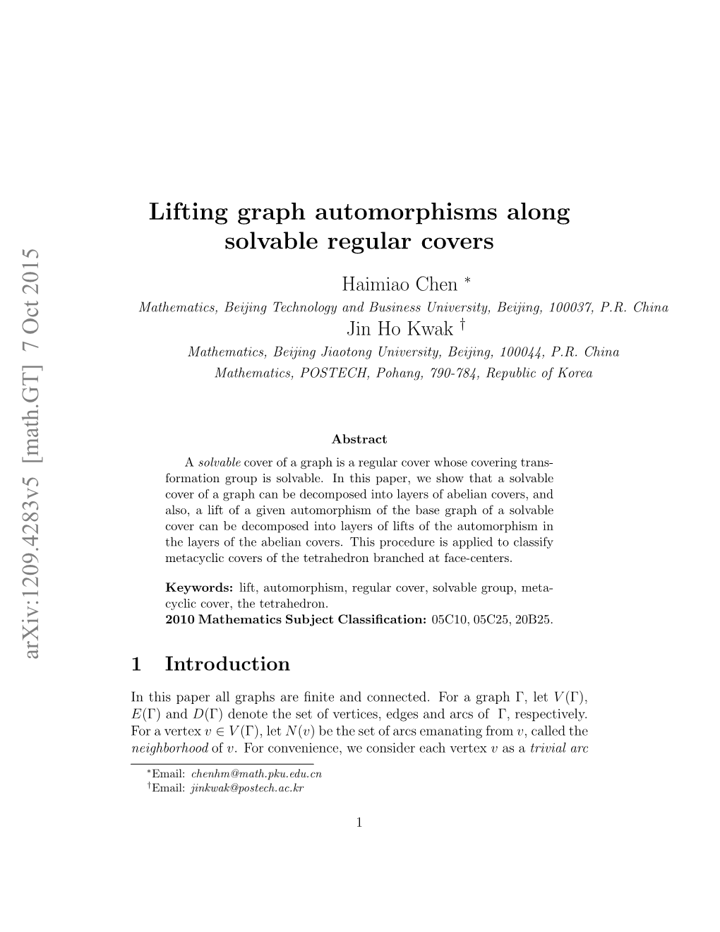 Lifting Graph Automorphisms Along Solvable Regular Covers