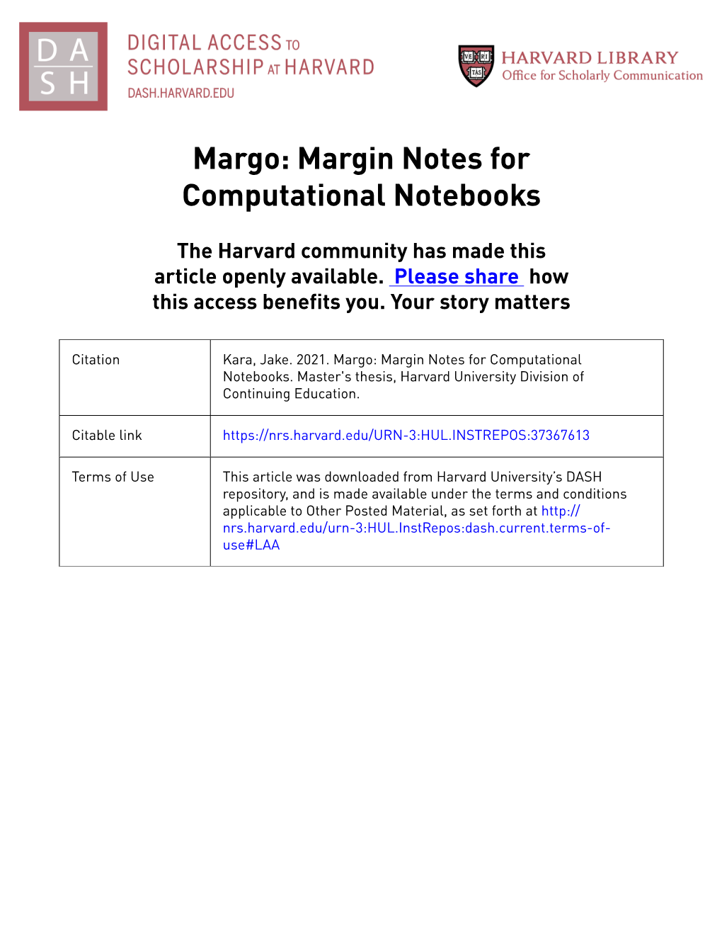 Margo: Margin Notes for Computational Notebooks