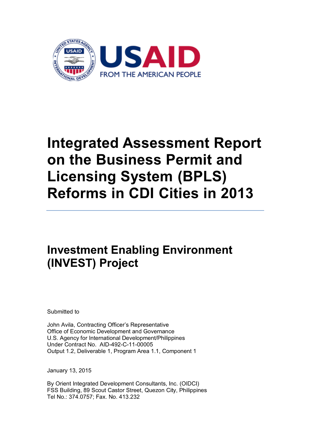 (BPLS) Reforms in CDI Cities in 2013