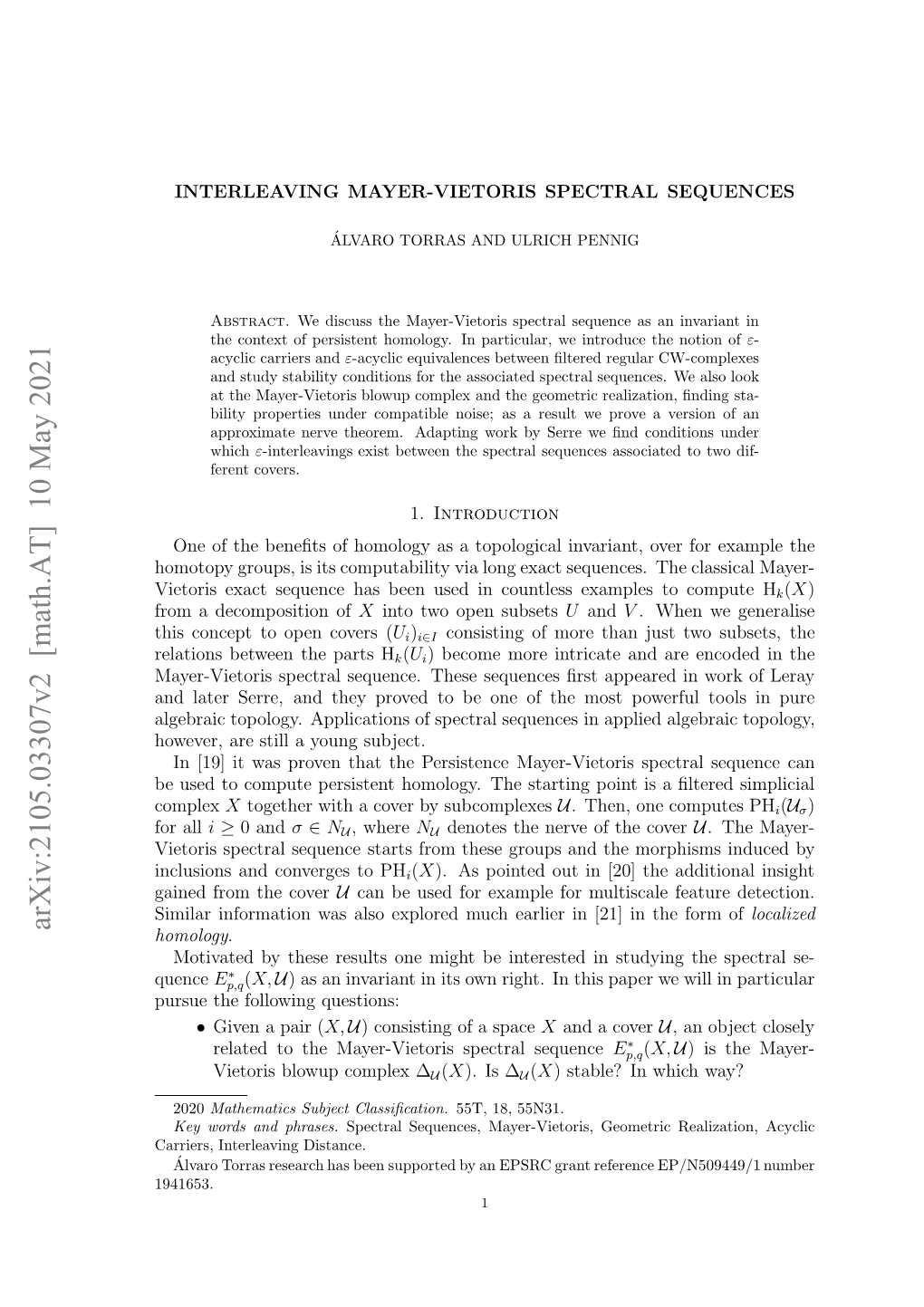 Arxiv:2105.03307V2 [Math.AT] 10 May 2021 Ares Nelaigdistance