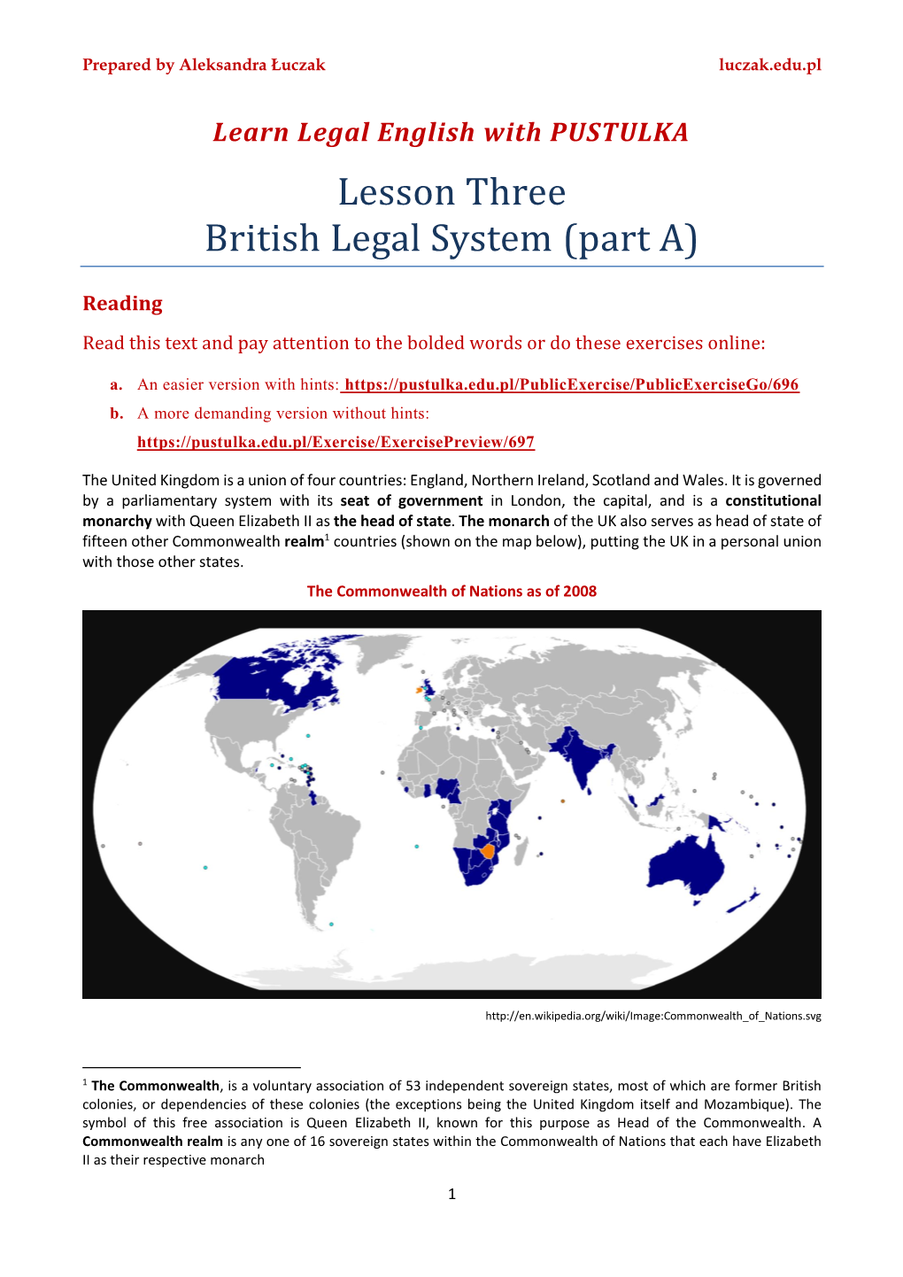 Lesson Three British Legal System (Part A)